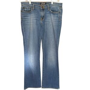 Lucky Brand Classic Blue Denim Flare Wide Leg Distressed Ripped Boho Jeans SZ 10